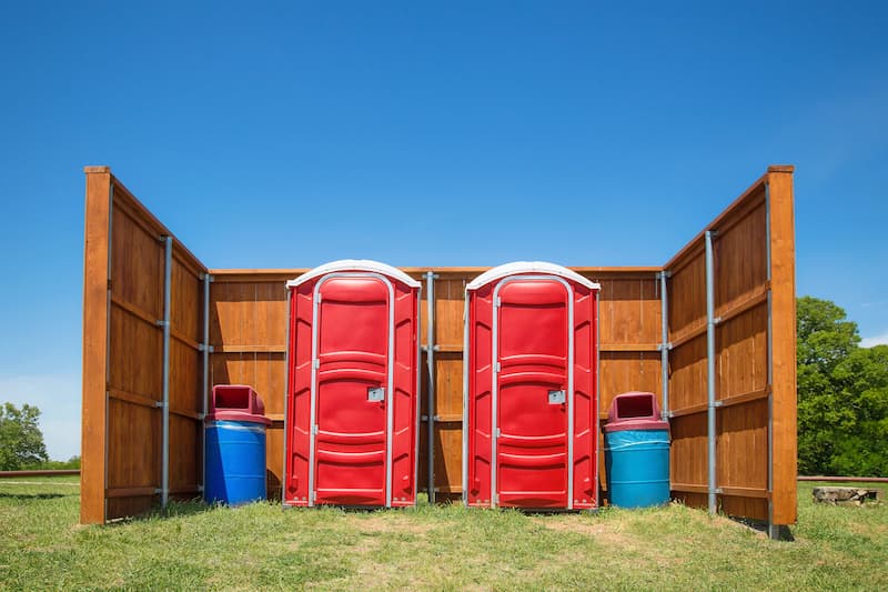 Short-term porta potty units staged for delivery in Grass Valley, California